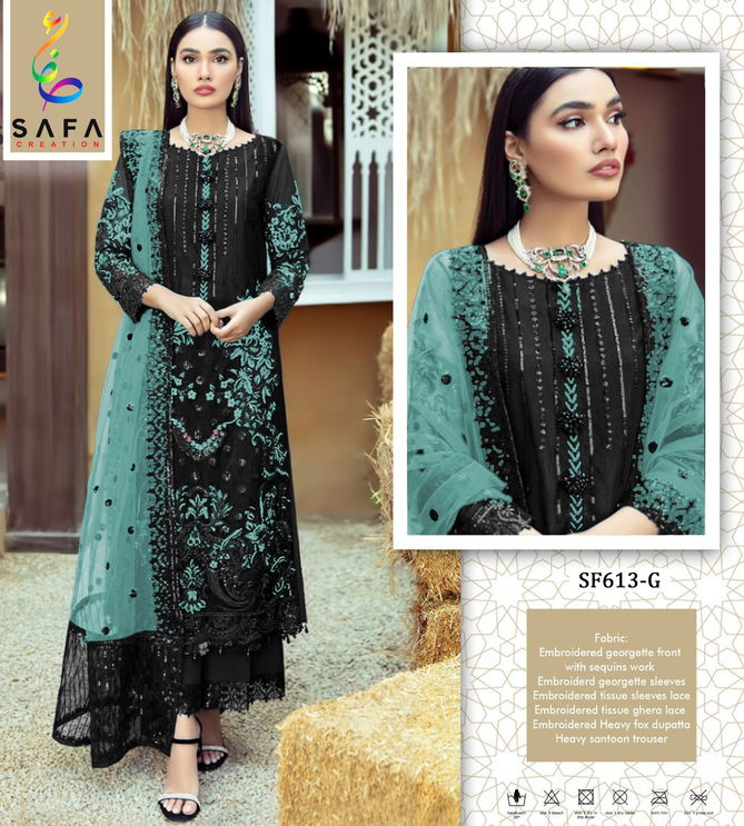 SF PK 613 By Safa Embroidery Georgette Pakistani Suits Wholesale Price In Surat